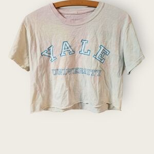 Faded Pastel Yale University Cropped T-Shirt Sz S